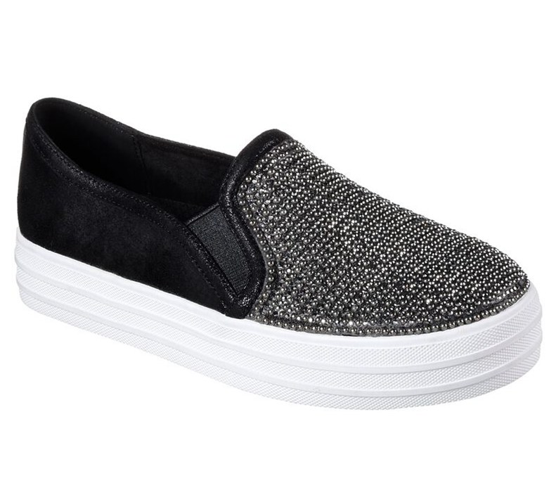 Skechers Dam Svarta Platta Skor - Double Up - Shiny Dancer - Sverige (YUSZI-4872)